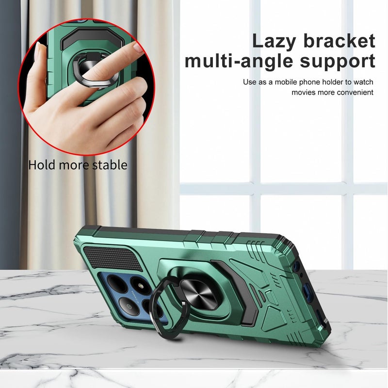 Mocotto for Boost Summit 5G Phone Case with Tempered Glass Screen Protector,Military Grade Heavy Duty Shockproof Protective Cover,with Ring Kickstand (Boost Summit 5G,Dark Green) - Image 5